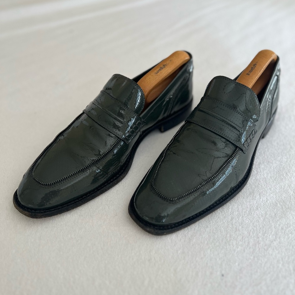 Neil Barrett Dark Gray Patent Loafers with Zipper Detail